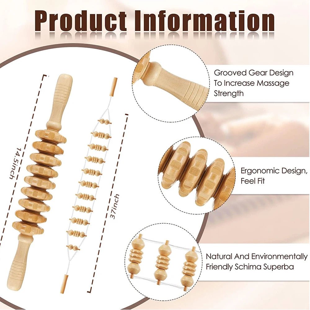Kit de maderothérapie en bois - 2 outils de massage pour le corps - CoconTech