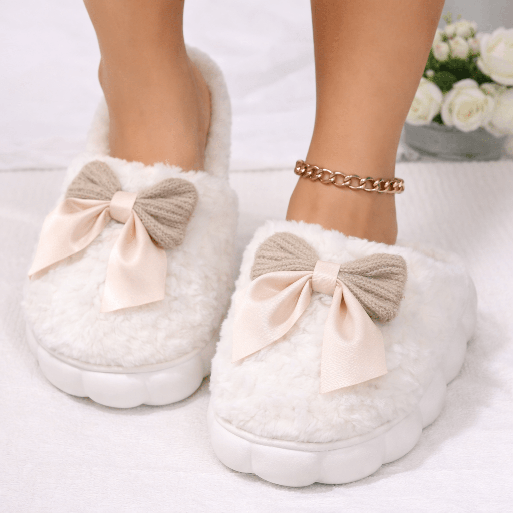 Pantoufle Fourrure Noeud Papillon CoconTech - CoconTech