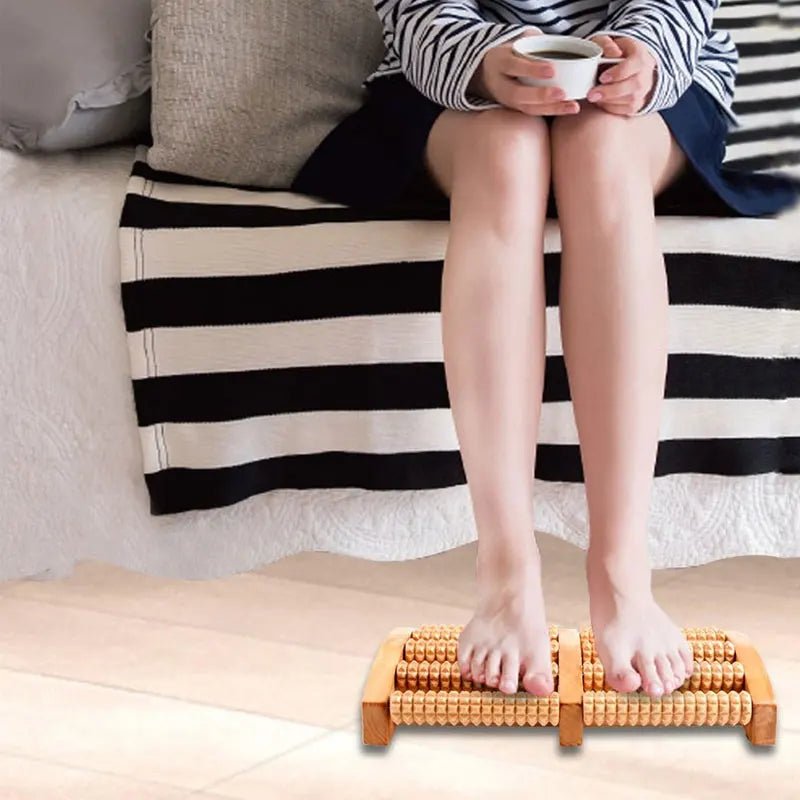 Rouleau de massage des pieds en bois - Réflexologie et détente anti - stress - CoconTech